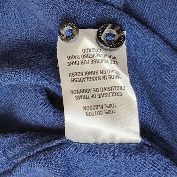 Woolrich Men's XL Blue Herringbone Flannel Shirt Button Down Long Sleeve Pockets - Picture 5 of 7